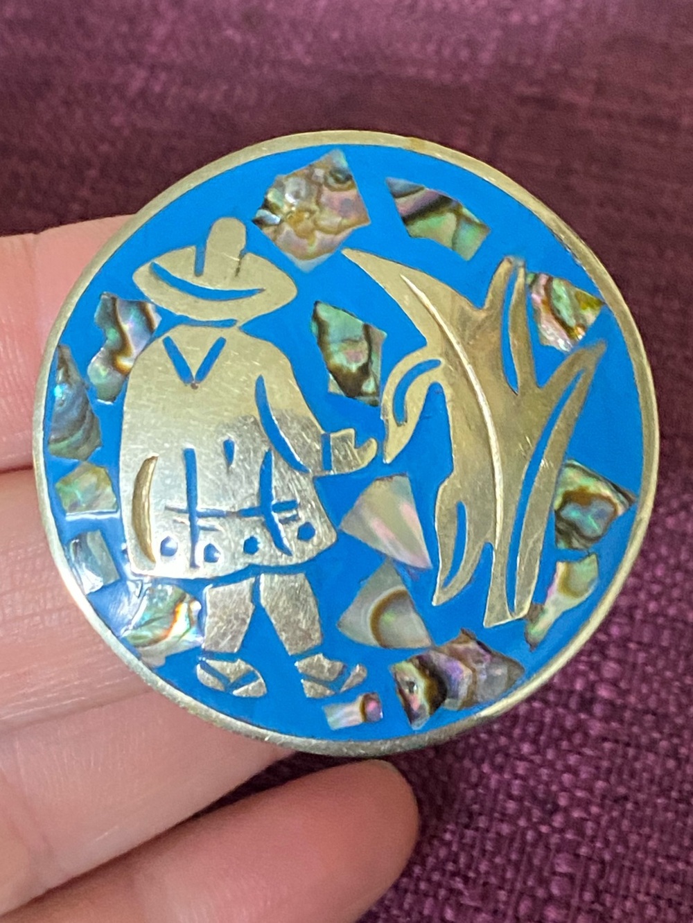 Vintage Hecho Mexico Brooch Pendant Pin